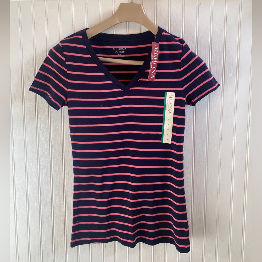 Merona Navy and Pink Ultimate Tee (NWT)